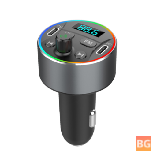Bluetooth V5.0 FM Transmitter with 9 Colors Backlit Light, Music Player, Car Kit