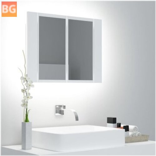 Bathroom Mirror Cabinet with Clear Glass Top and White Frame