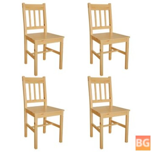 Pine Wood Dining Chairs (Set of 4)