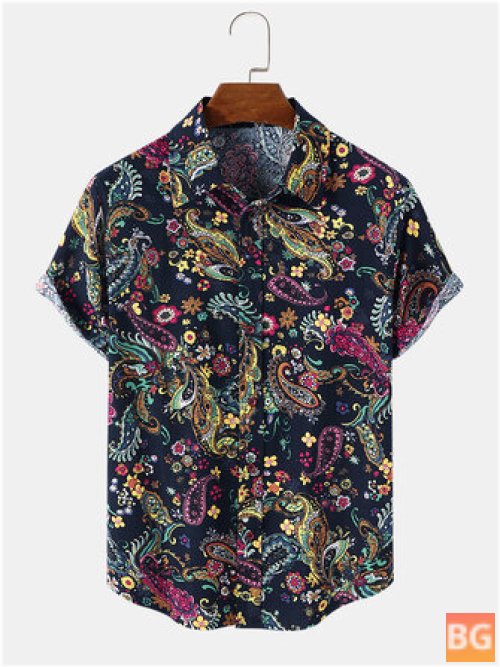 Short Sleeve Shirts with Men's Paisley Graphic Design