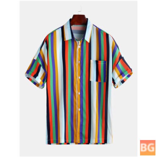 T-Shirt for Men with Colorful Stripe Design