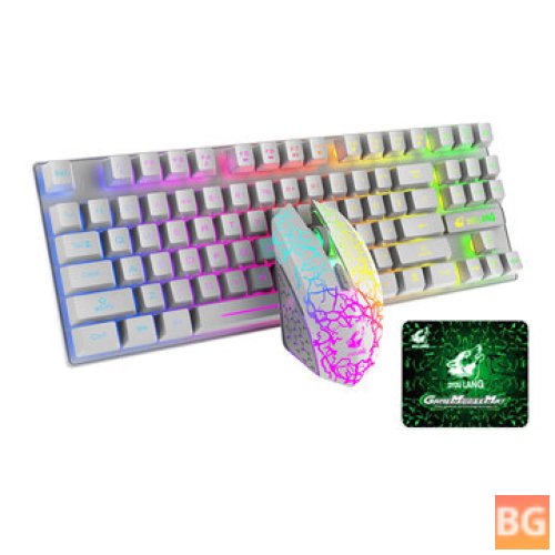 ZIYOULANG T87 Wireless Mouse - Combo 87 Keys 2.4GHz Wireless Rechargeable Colorful Backlit Keyboard 2400DPI Mouse Set