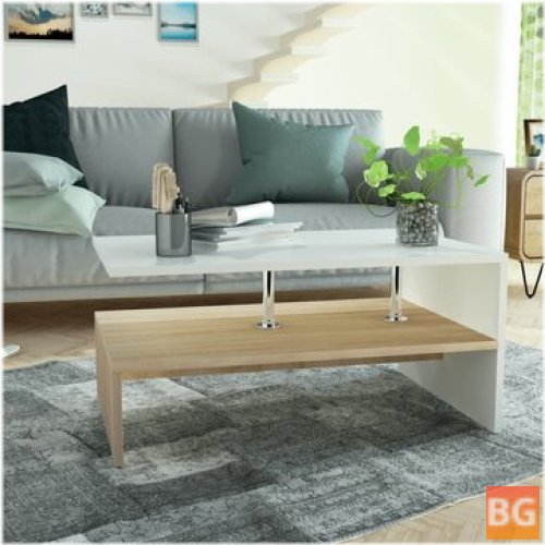 Chipboard Coffee Table with Oak and White Theme