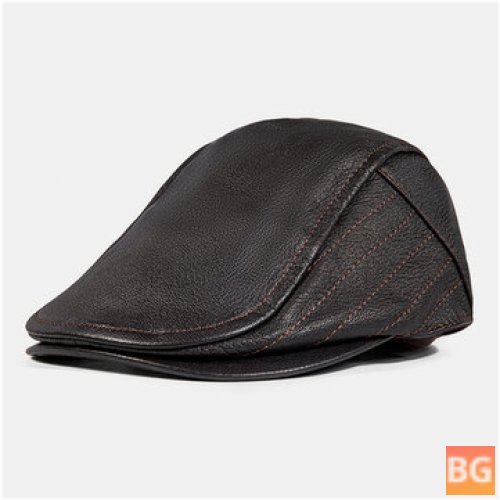 Outdoor Beanie hat for Men - Genuine Leather Stitched