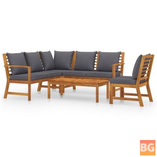 Garden Lounge Set with Cushion and Wood