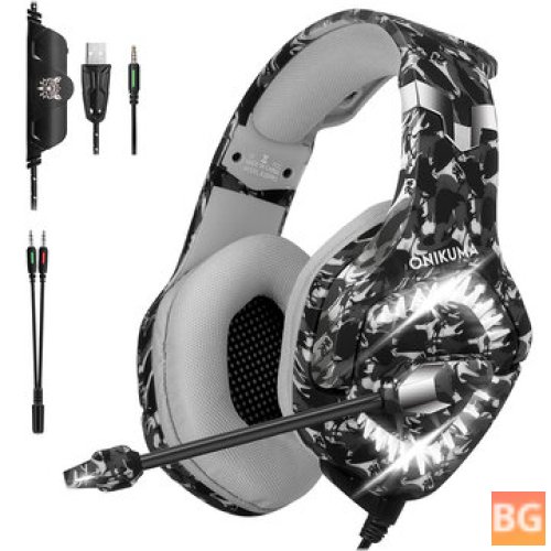 K1B Pro Gaming Headset with Mic and LED Lights - Black