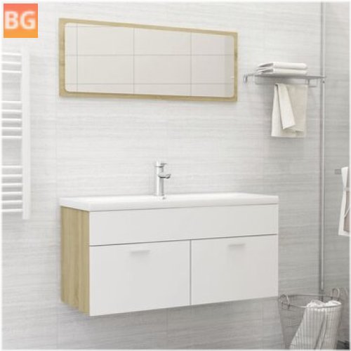 Bathroom Set - White and Sonoma Oak