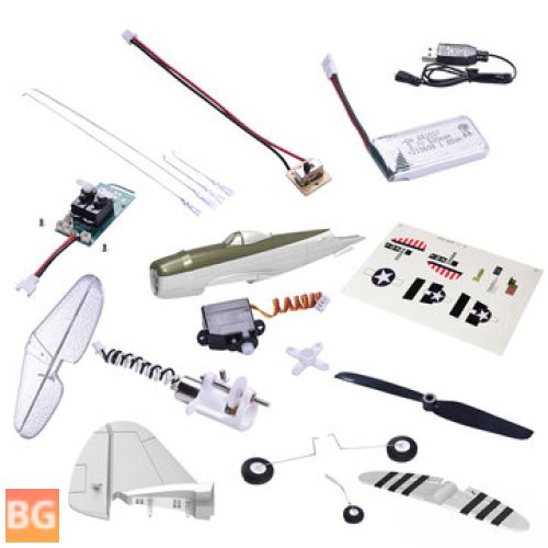 Eachine Mini P-47 500mm RC Airplane Spare Parts - Receiver, propeller, landing gear, servo motor, vertical switch, charger, cable, rod sticker, fuselage wing