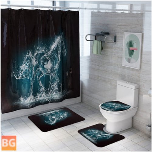 Bathroom Rug Set with Crystal Unicorn Shower Curtain