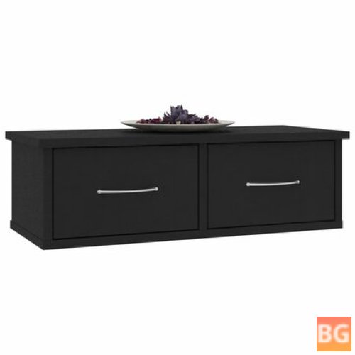 Wall-mounted Shelf with Drawer - Black 23.6