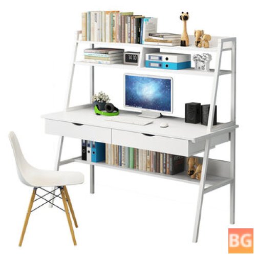 Large Home Office Desk with Storage Shelves and 2 Drawers