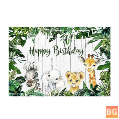Jungle Green Forest Birthday Backdrop