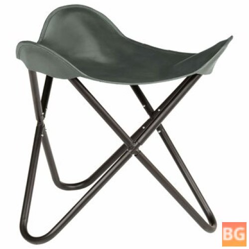 Butterfly stool with gray leather
