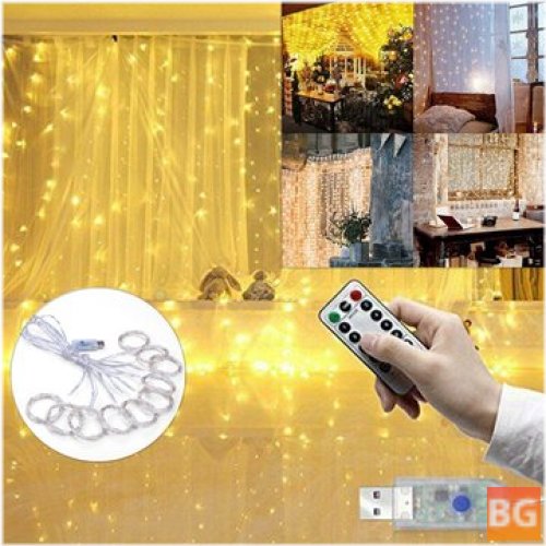 USB 8 modes 300-LED curtain string light - Fairy Christmas lights, wedding, holiday, decor