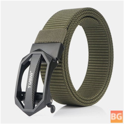 120CM Men's Nylon Belt with Automatic Buckle and Smooth Wear