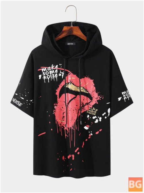 Short Sleeve T-Shirt with Graphic Hood