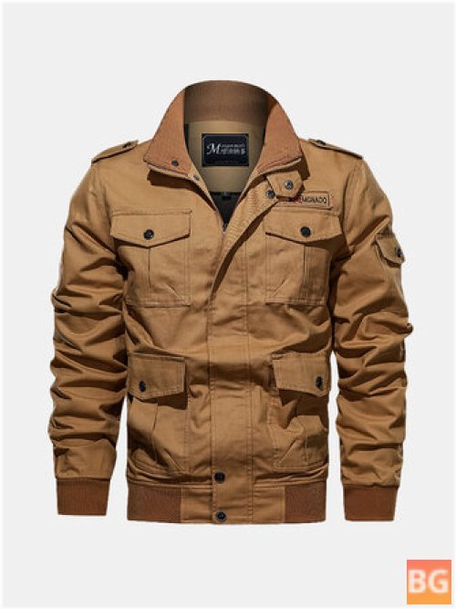 Zippered Front Pocket for Men's Cargo Jacket