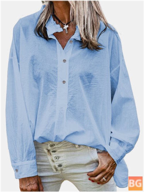Women's Long Sleeves Stand Collar Loose Blouse