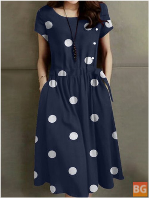 Short Sleeve Dress with Dot Print