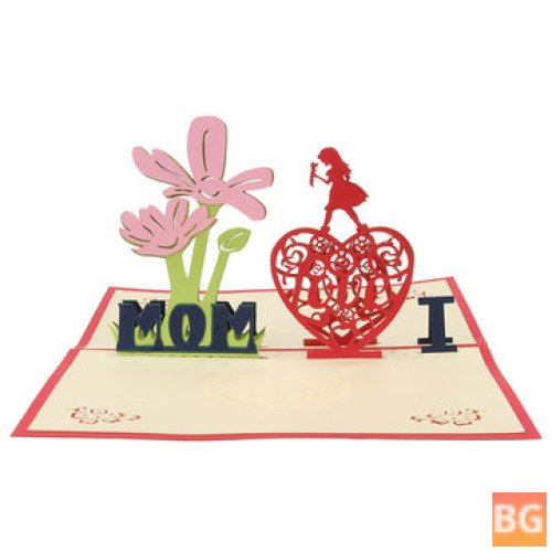 Creative Red Paper Carving 3D Card - ThankYou Day Gift for Families