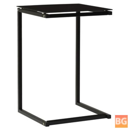 Black Side Table with Glass Top and Mirror