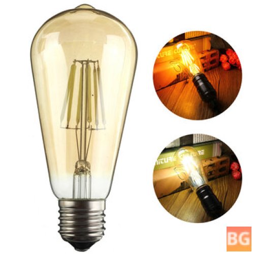 Kingso Amber ST58 6W COB 220V Edison Retro Light - Blub Squirrel Cage Not Dimmable Warm White 600lm