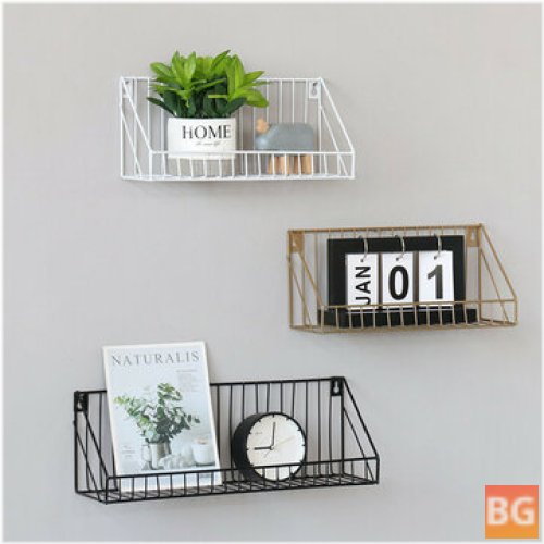 Wrought Iron Shelf with Grid - Nordic