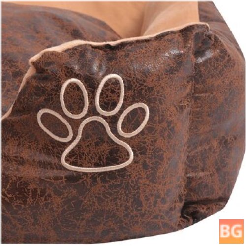 Dog Bed Cushion - PU - Artificial Leather Size L Brown
