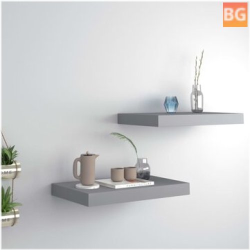 Gray Floating Wall Shelves - 2 pcs