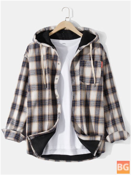 Warm Lined Button Up Hooded Jacket for Men