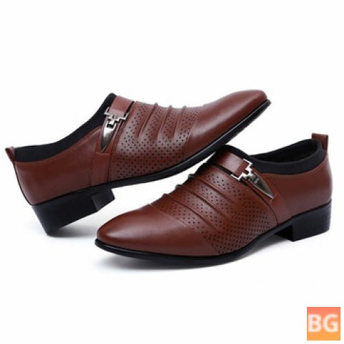 Hollow Out Leather Business Shoes with Pointed Toes