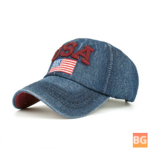 Vintage Baseball Cap with Distressed Flag Pattern