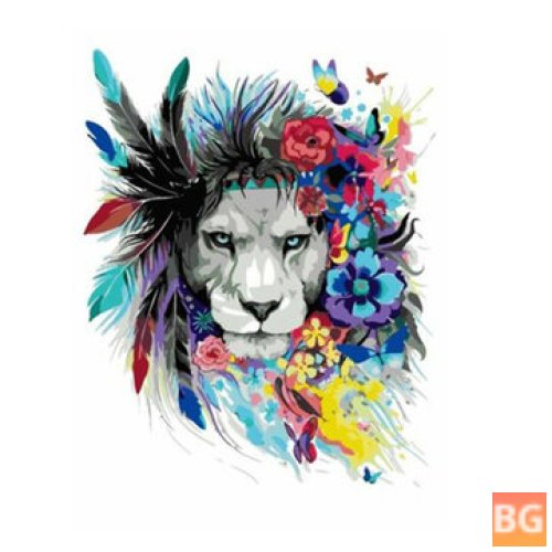 Digital Lion Painting Kit with Wooden Frame