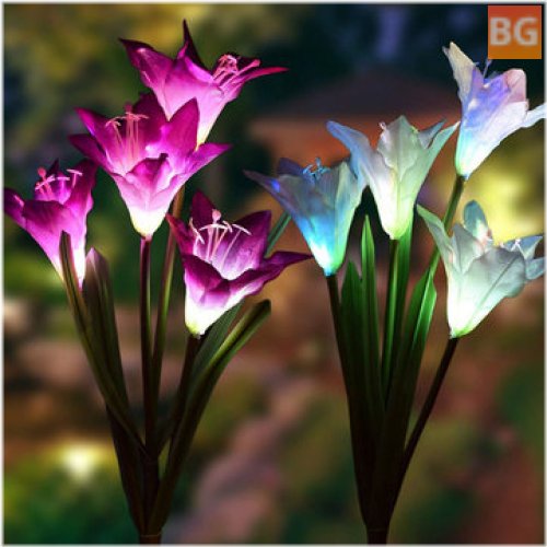 Lily Solar Light - 4-Head - Colorful LED - Outdoor Lawn Lamp - IP65 Waterproof - Flower Night Light