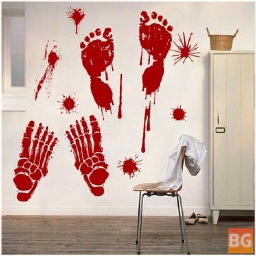 Halloween Wall Sticker - Bloody Handprints Floor Clings
