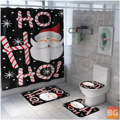 Bathroom Rug with Shower Curtain and Lid Cover - Set of 4