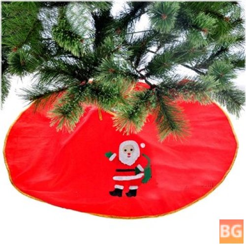 Red Christmas Tree Skirt with Decoration - Christmas Tree Skirt