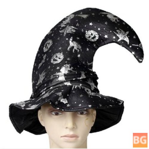 Halloween Costume for Women's Cosplay Hats Masquerade Ribbon Wizard Hat Adult Kids Costume