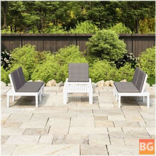 Garden Lounge Set with Cushions - Plastic White