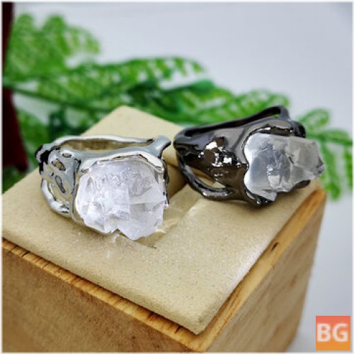 Metal Hollow Finger Rings with Crystal stones