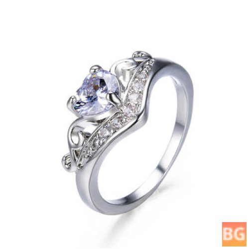 Gems and Rings - Peach Heart Crown Rings Hollow Gem Rhinestone Rings Chic Jewelry