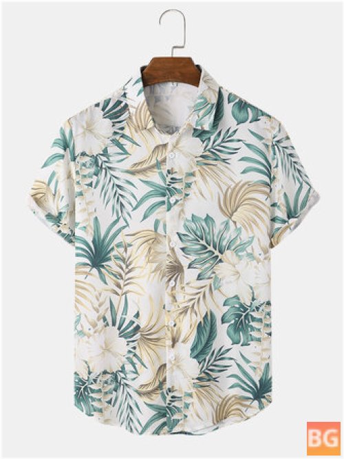 Tropical Print Button-Up Shirts for Men