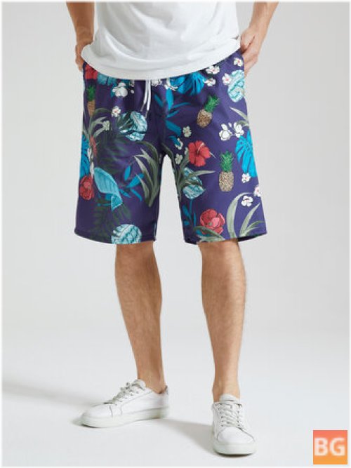 Tropical Print Loose Shorts for Men