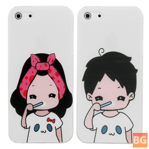 Protective Case for iPhone 5 - Cartoon Lovers Brush Teeth Pattern