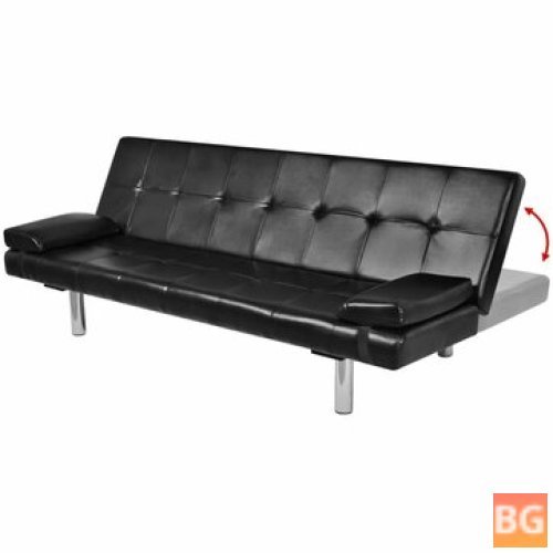 Sofa Bed with One Pillow and Two Padded Arms