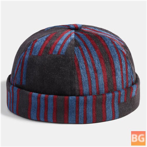Beanie with Patchwork Pattern and Stripe - Landlord Cap