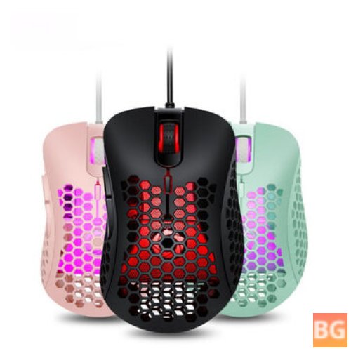 Light Magic V18 Wired Game Mouse - Breathing Colorful Hollow Honeycomb 3200DPI