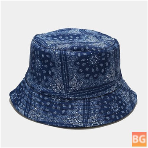 Sun Hat with Cashew Flower Pattern - Casual