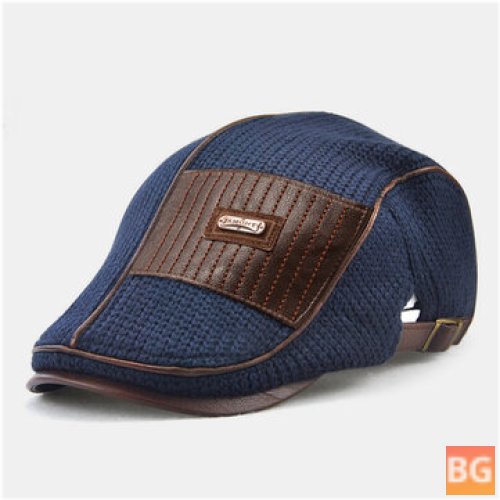 Banggood Men's Knit Leather Patchwork Hat
