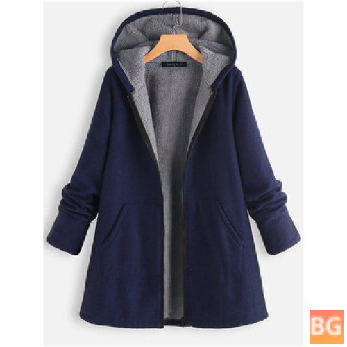 Women's Fleece Hooded Long Sleeve Thick Coat